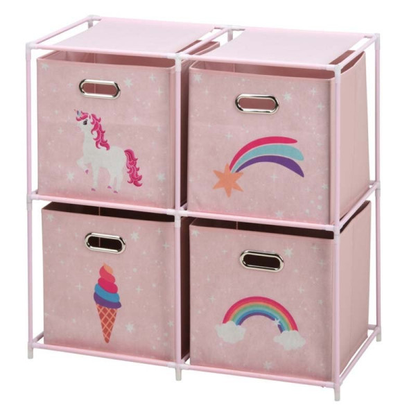 HOMESTYLING Zásuvková skříňka dětská 4 úložné boxy růžová KO-C80653200