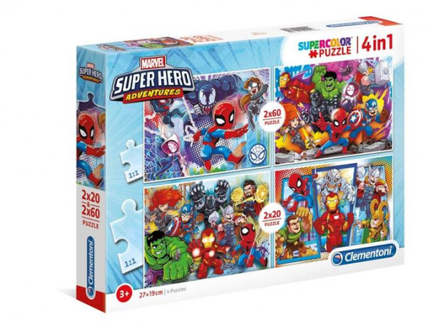 Puzzle Clementoni 2 x 20+2 x 60 dílků - Marvel Superhero