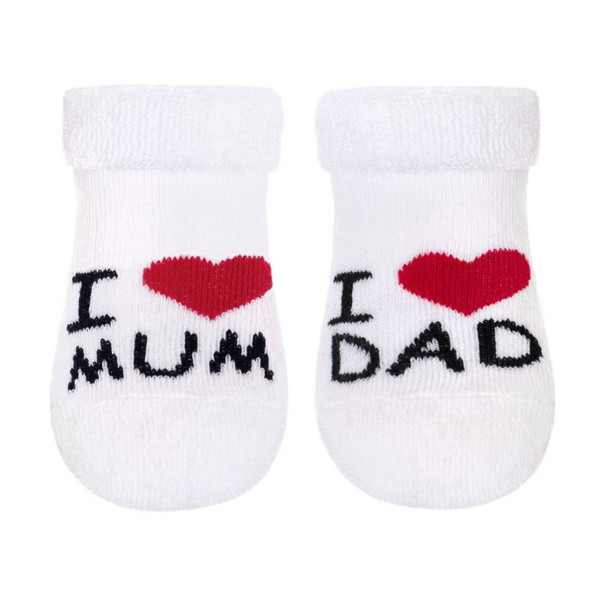 Kojenecké froté ponožky New Baby bílé I Love Mum and Dad 56 (0-3m)