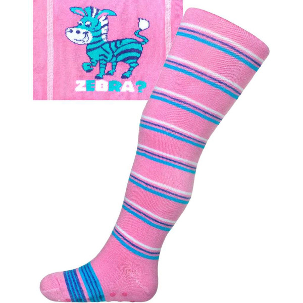 Bavlněné punčocháčky New Baby s ABS růžové zebra s pruhy 104 (3-4r)