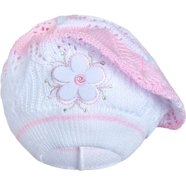 Pletená čepička-baret New Baby světle růžová 104 (3-4r)