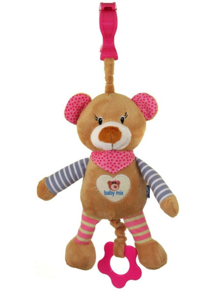 Dětská plyšová hračka s hracím strojkem Baby Mix Medvídek růžový