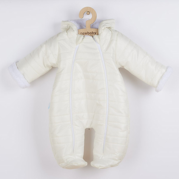 Zimní kojenecká kombinéza s kapucí a oušky New Baby Pumi cream 62 (3-6m)