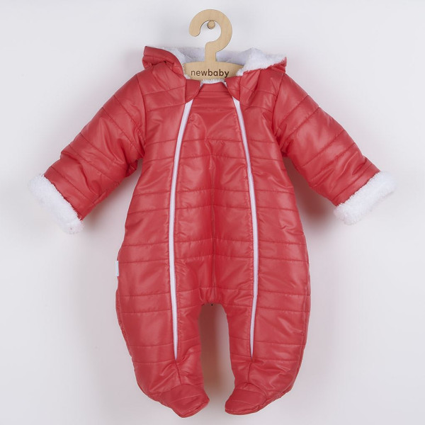 Zimní kojenecká kombinéza s kapucí a oušky New Baby Pumi red raspberry 68 (4-6m)