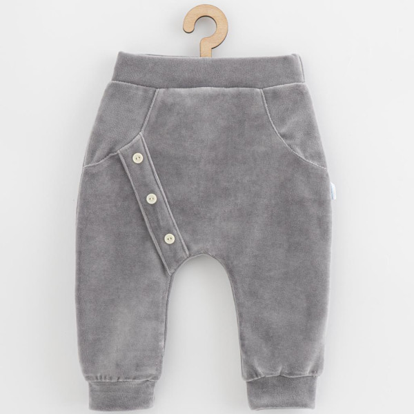 Kojenecké semiškové tepláčky New Baby Suede clothes šedá 74 (6-9m)